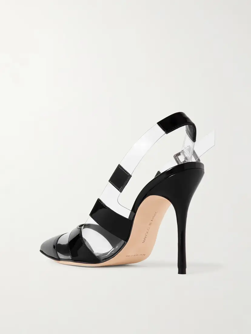 Manolo Blahnik Uxra 105 Patent-leather And Pvc Slingback Pumps | Thumbnail 3