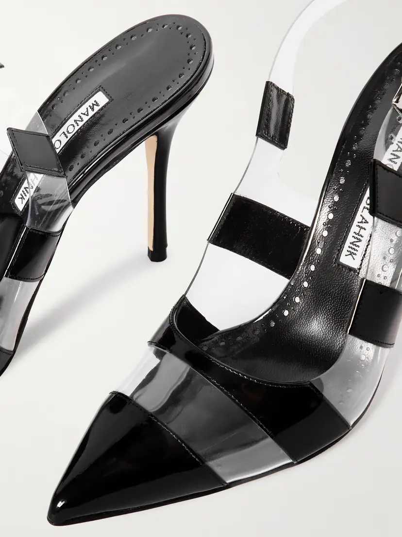 Manolo Blahnik Uxra 105 Patent-leather And Pvc Slingback Pumps | Thumbnail 4