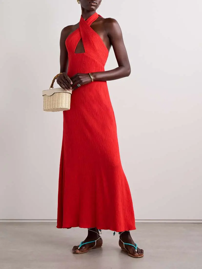 Johanna Ortiz Light Heart Cutout Crinkled-gauze Halterneck Maxi Dress | Thumbnail 2