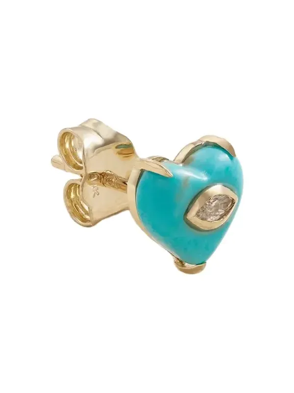 14-karat Gold, Turquoise And Diamond Single Earring