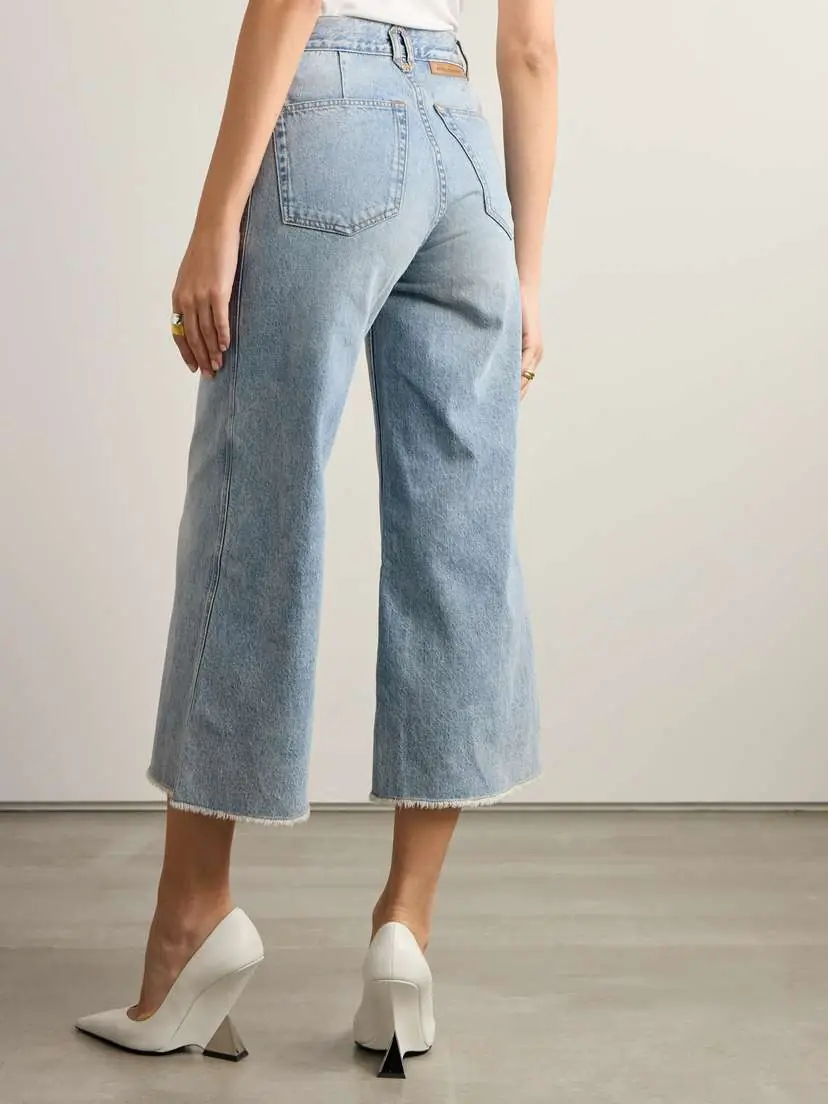 Stella McCartney Cropped Frayed Embellished Mid-rise Flared Jeans | Thumbnail 4 Stella McCartney Cropped Frayed Embellished Mid-rise Flared Jeans | Thumbnail 4