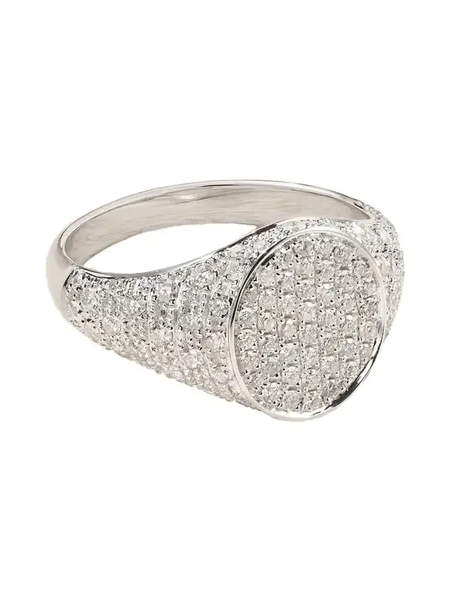 Mini Chevalière 9-karat White Gold Diamond Ring Mini Chevalière 9-karat White Gold Diamond Ring