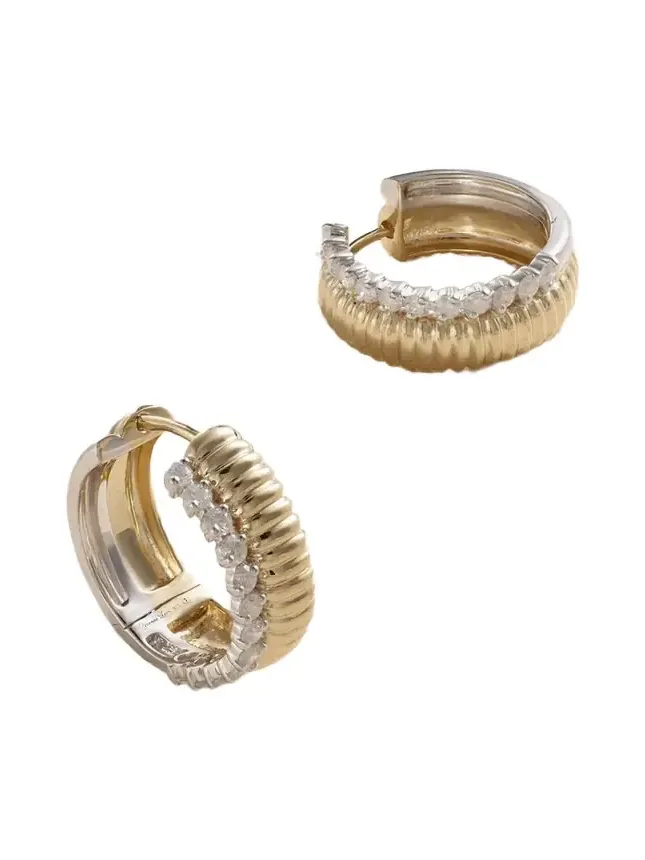 Paire De Créoles Bouées 9-karat Yellow And White Gold Diamond Earrings