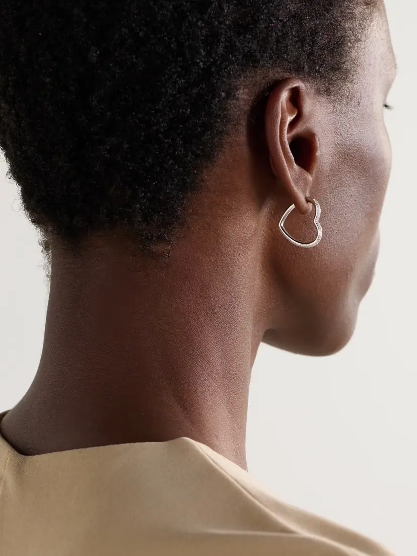 Yvonne Léon Créole Coeur 18-karat White Gold Diamond Single Hoop Earring | Thumbnail 2