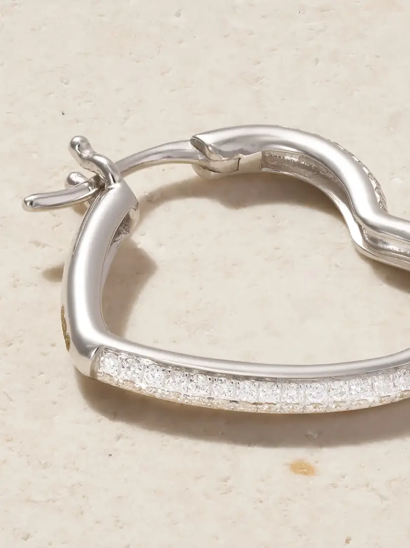 Yvonne Léon Créole Coeur 18-karat White Gold Diamond Single Hoop Earring | Thumbnail 5