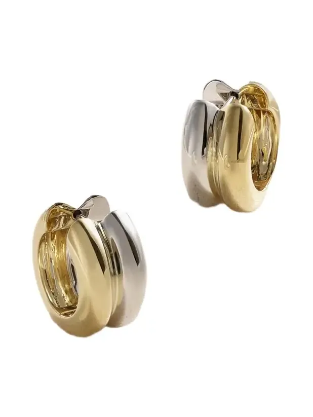 Paire De Créoles Bouées 9-karat White And Yellow Gold Earrings Paire De Créoles Bouées 9-karat White And Yellow Gold Earrings