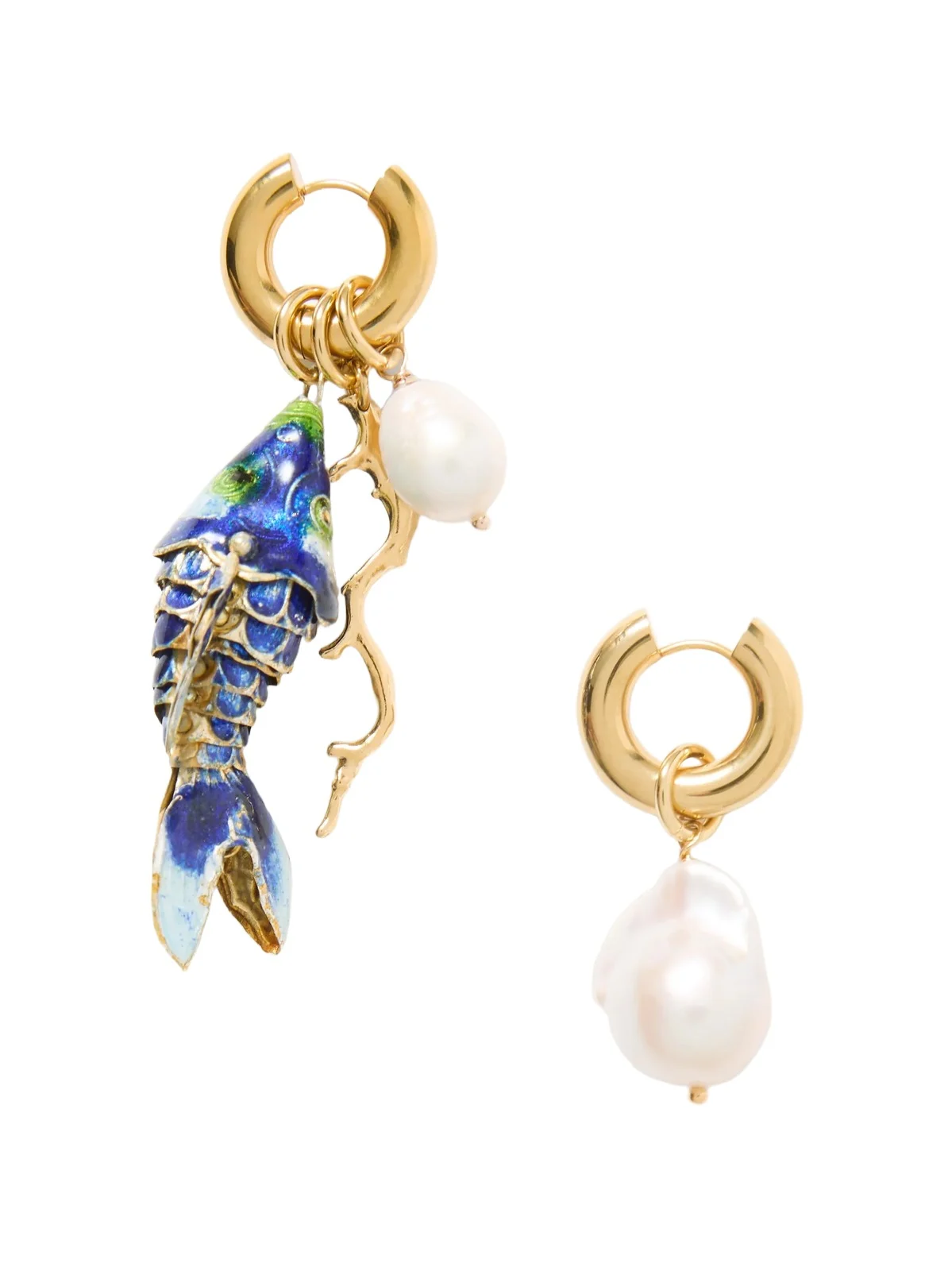 Barrier Gold-plated, Pearl And Enamel Hoop Earrings