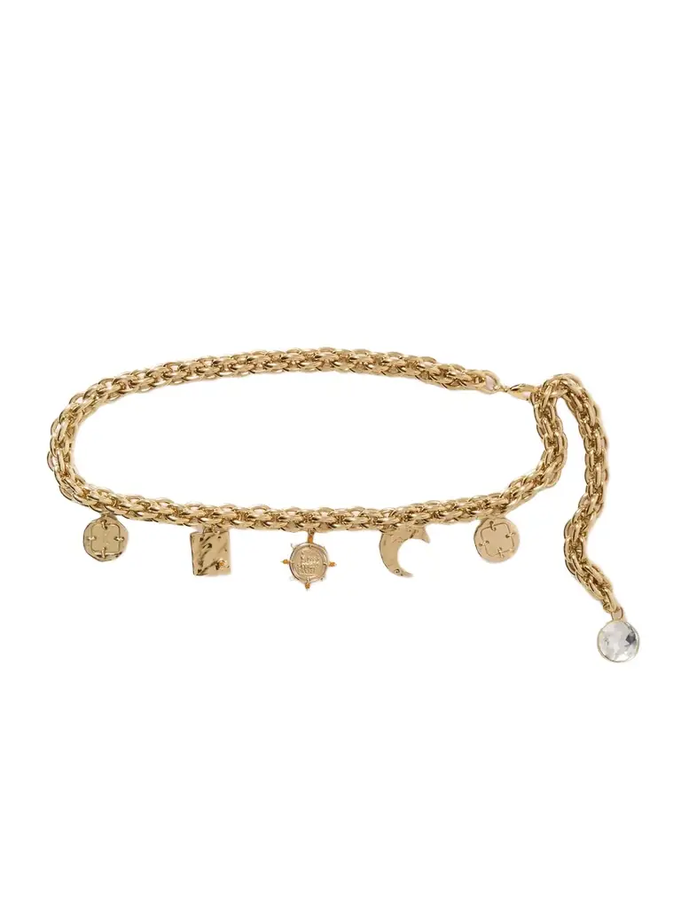 Medals Crystal-embellished Gold-tone Belt