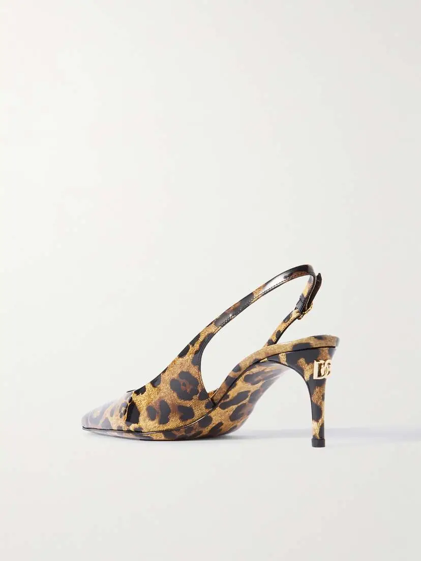 Dolce & Gabbana Mun Leopard-printed Patent-leather Slingback Pumps | Thumbnail 3
