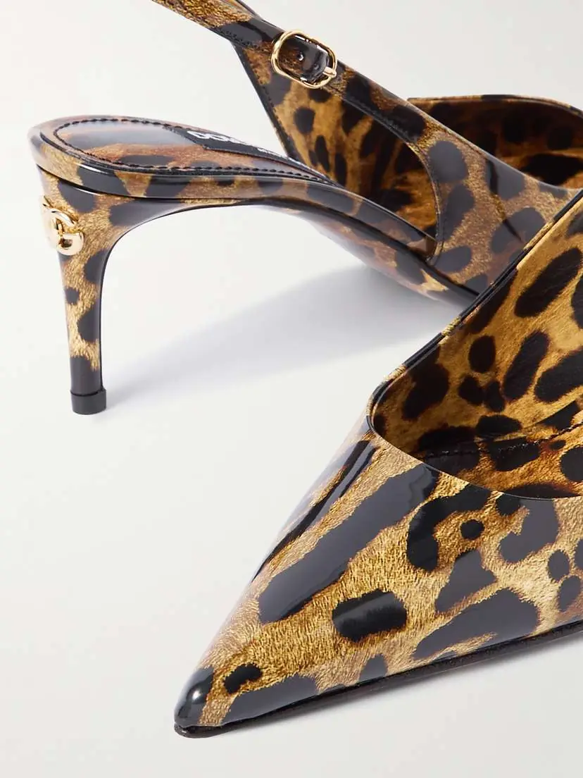 Dolce & Gabbana Mun Leopard-printed Patent-leather Slingback Pumps | Thumbnail 4