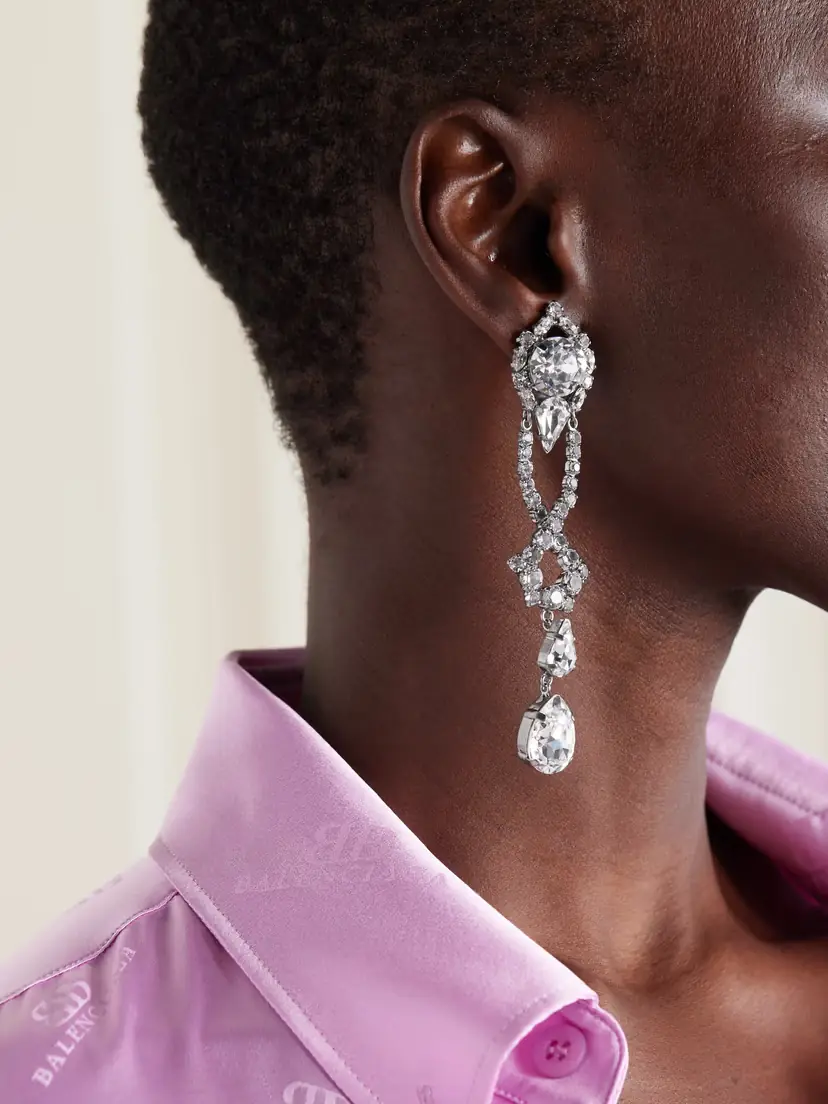 Balenciaga Palazzo Silver-tone Crystal Earrings | Thumbnail 2 Balenciaga Palazzo Silver-tone Crystal Earrings | Thumbnail 2