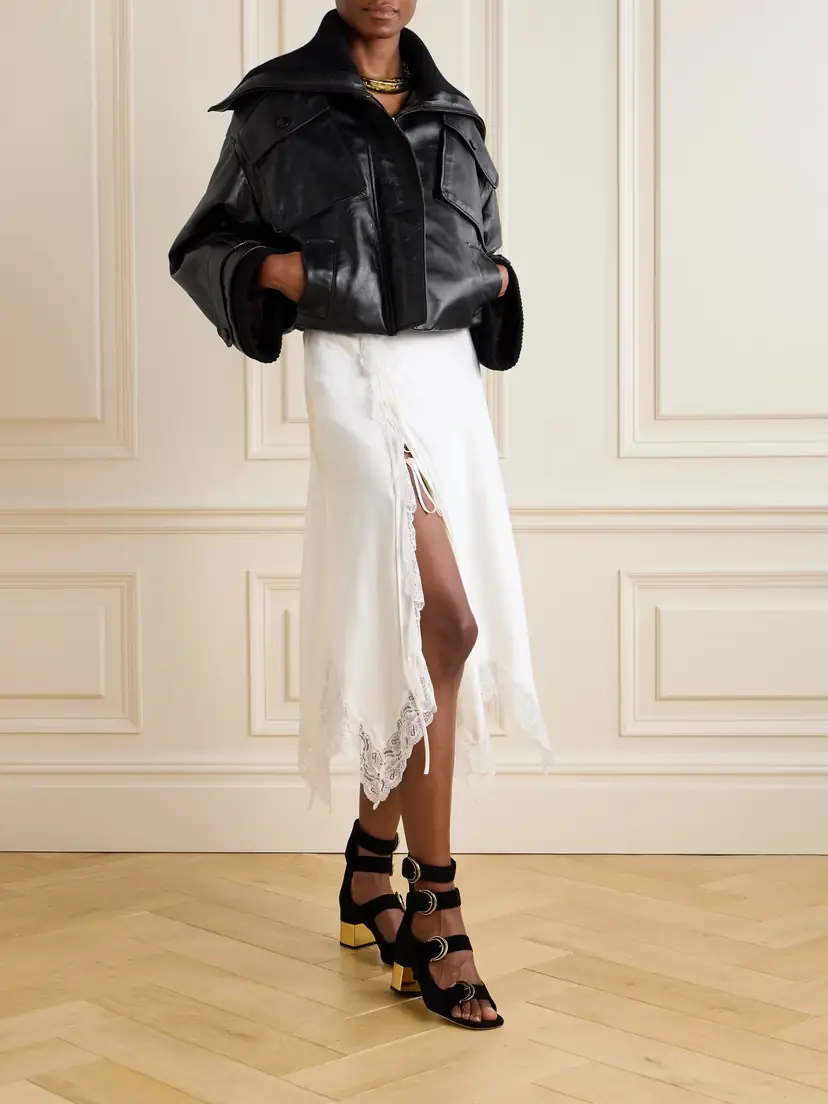 Chloé Ribbed Knit-trimmed Leather Bomber Jacket | Thumbnail 2
