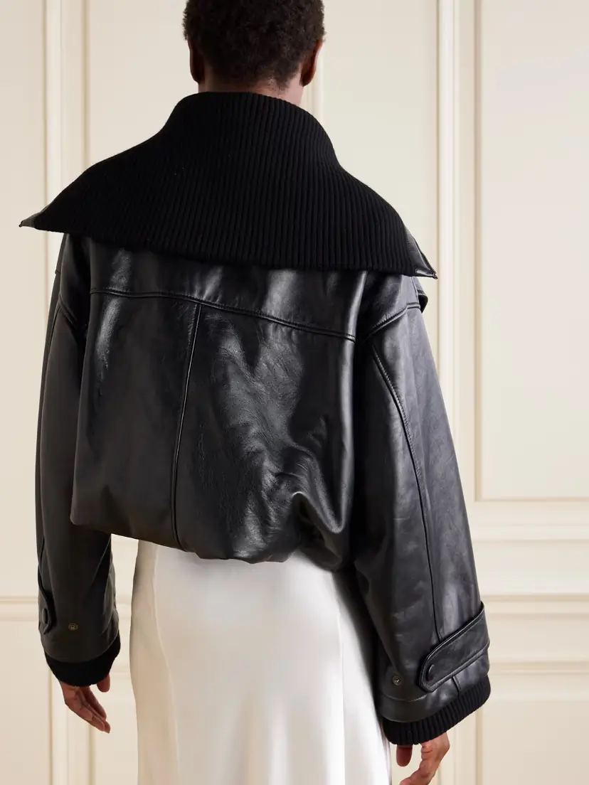 Chloé Ribbed Knit-trimmed Leather Bomber Jacket | Thumbnail 3