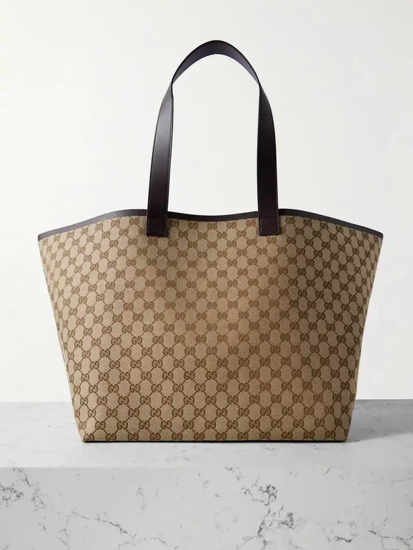 Super Leather-trimmed Printed Coated-canvas Tote
