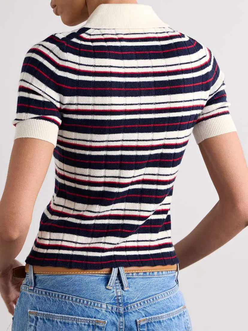 Guest In Residence Ribbed Striped Cashmere Polo Sweater - x large | Thumbnail 3 Guest In Residence Ribbed Striped Cashmere Polo Sweater - x large | Thumbnail 3