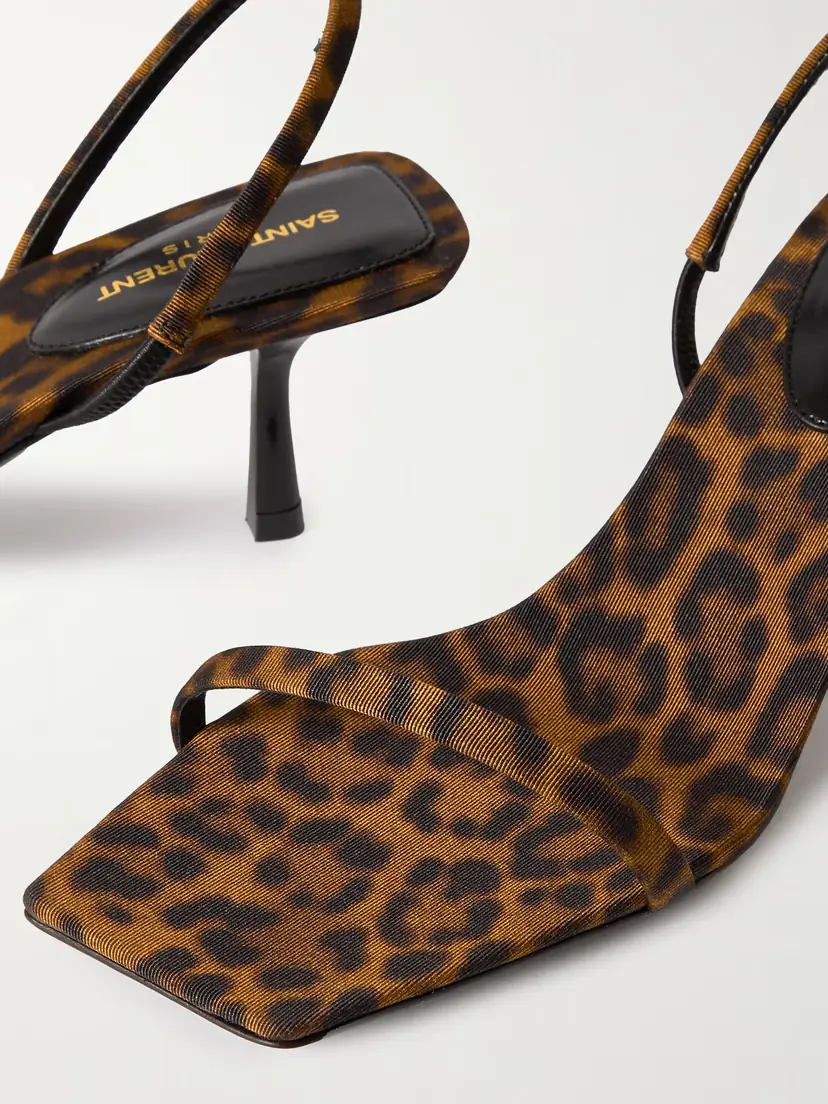 Saint Laurent Jaspe Leopard-print Faille Slingback Sandals | Thumbnail 4 Saint Laurent Jaspe Leopard-print Faille Slingback Sandals | Thumbnail 4