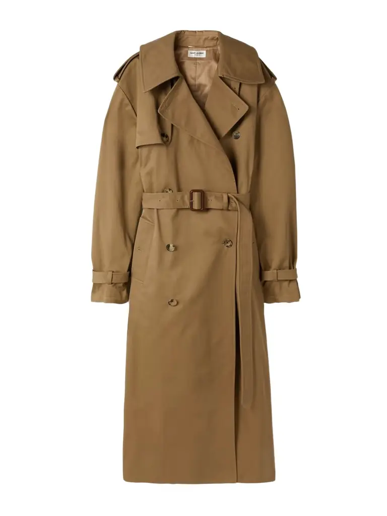 Oversized Belted Cotton-twill Trench Coat