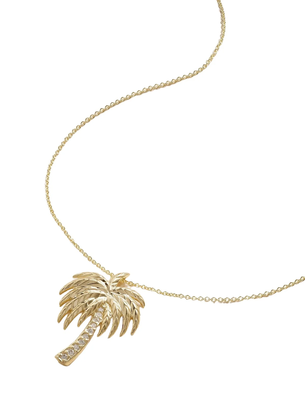 Palm Tree 14-karat Gold Diamond Necklace
