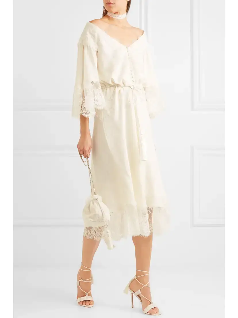 Etro Lace-paneled Silk-jacquard Midi Dress | Thumbnail 2 Etro Lace-paneled Silk-jacquard Midi Dress | Thumbnail 2