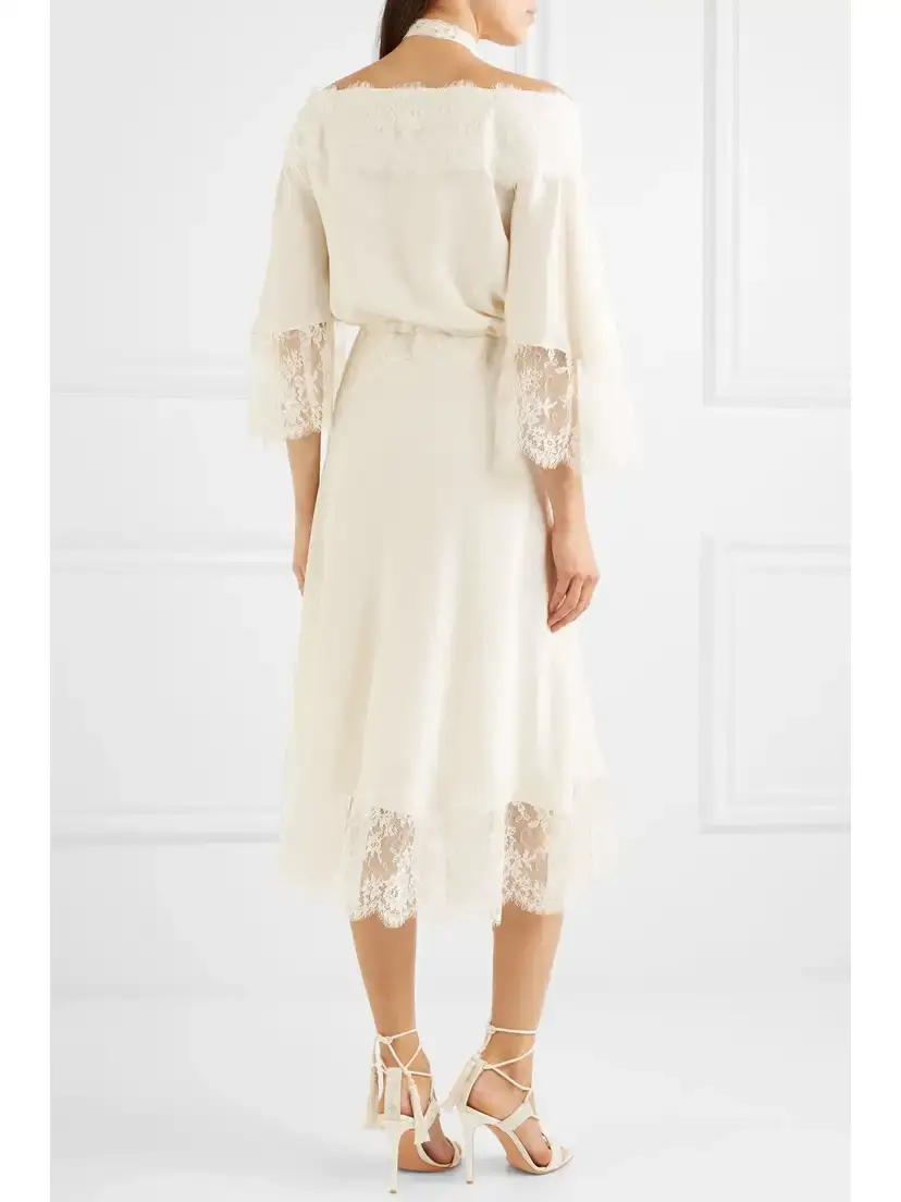 Etro Lace-paneled Silk-jacquard Midi Dress | Thumbnail 4 Etro Lace-paneled Silk-jacquard Midi Dress | Thumbnail 4