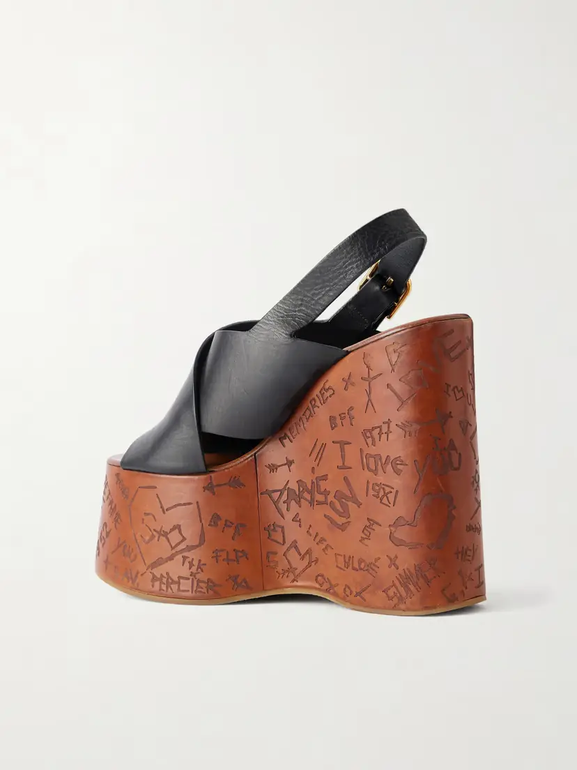 Chloé Maxime Leather Slingback Platform Wedge Sandals | Thumbnail 3 Chloé Maxime Leather Slingback Platform Wedge Sandals | Thumbnail 3