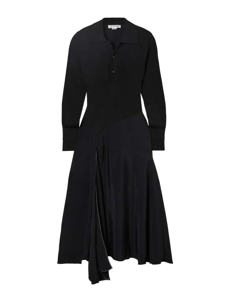 Henley Asymmetric Paneled Wool And Jersey Dress