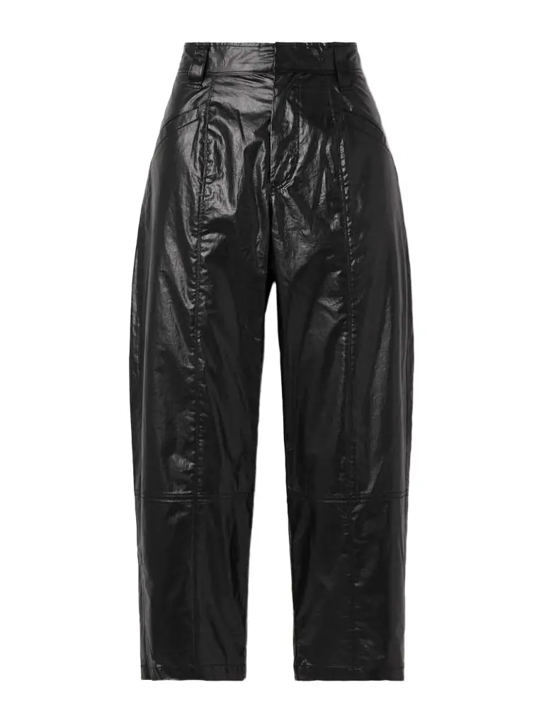 Aude Cropped Paneled Coated Cotton-blend Straight-leg Pants
