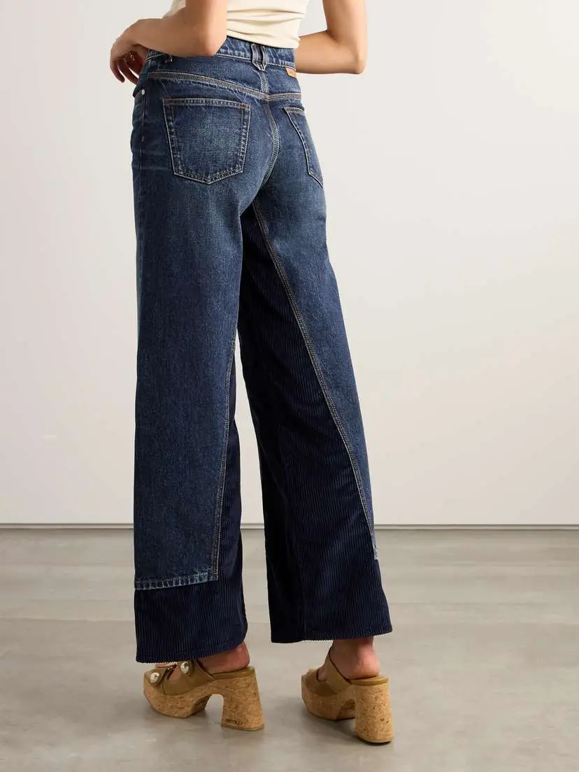Stella McCartney Corduroy Trimmed High-rise Wide-leg Jeans | Thumbnail 4