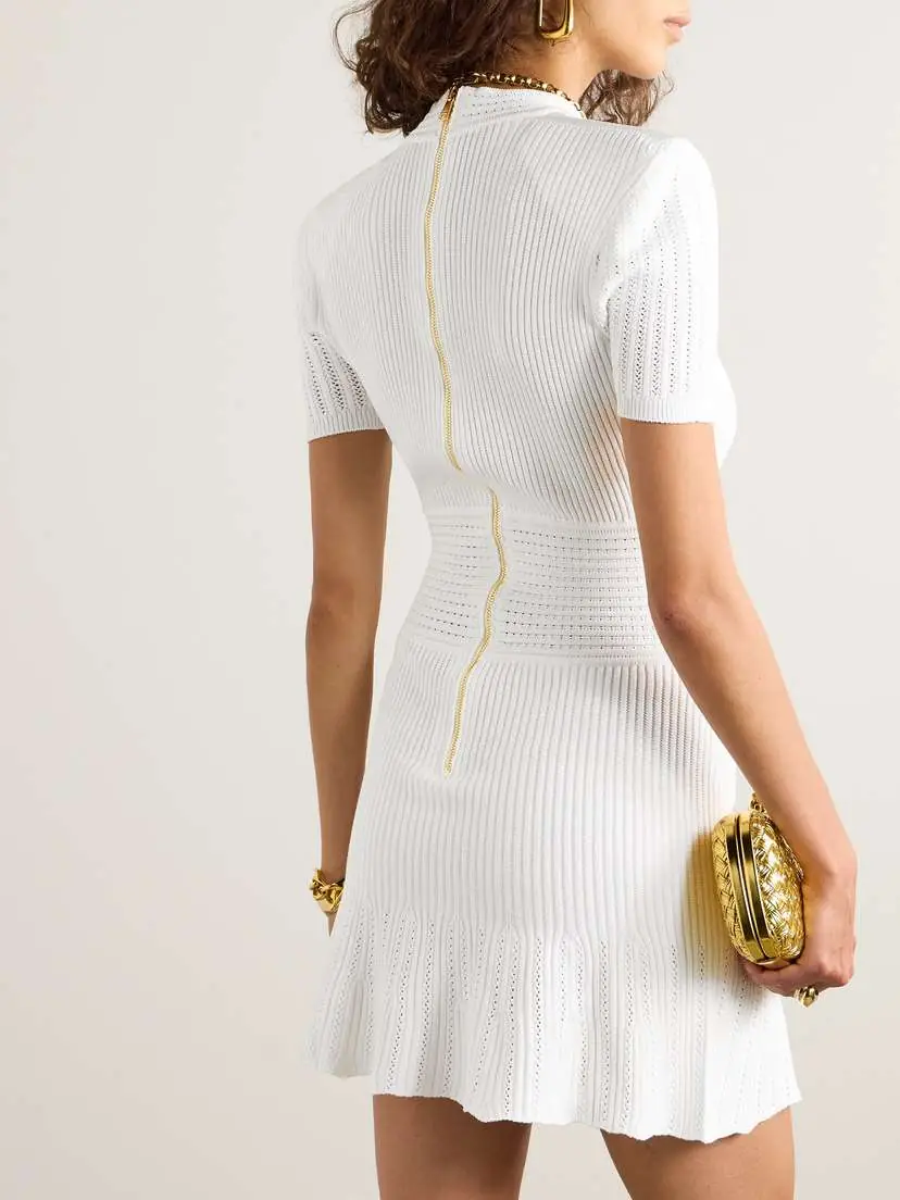 Balmain Button-embellished Knitted Mini Dress | Thumbnail 3