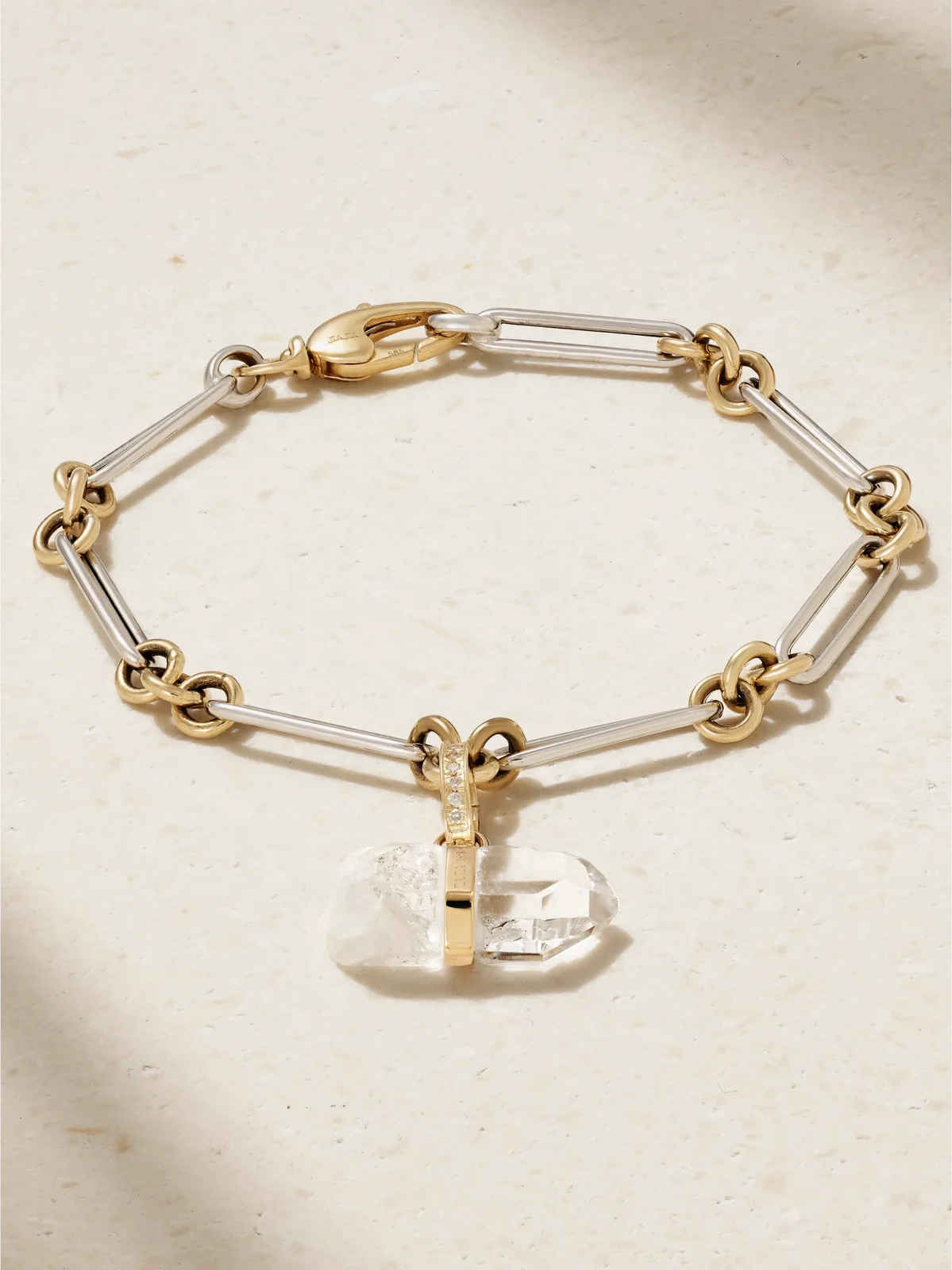 Jumbo 14-karat Yellow And White Gold, Quartz And Diamond Bracelet Jumbo 14-karat Yellow And White Gold, Quartz And Diamond Bracelet