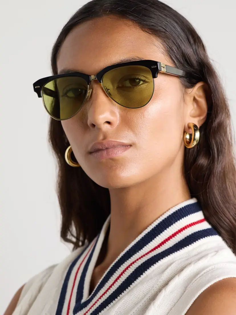 Miu Miu Eyewear Aviator-style Acetate And Gold-tone Sunglasses - Black | Thumbnail 2 Miu Miu Eyewear Aviator-style Acetate And Gold-tone Sunglasses - Black | Thumbnail 2