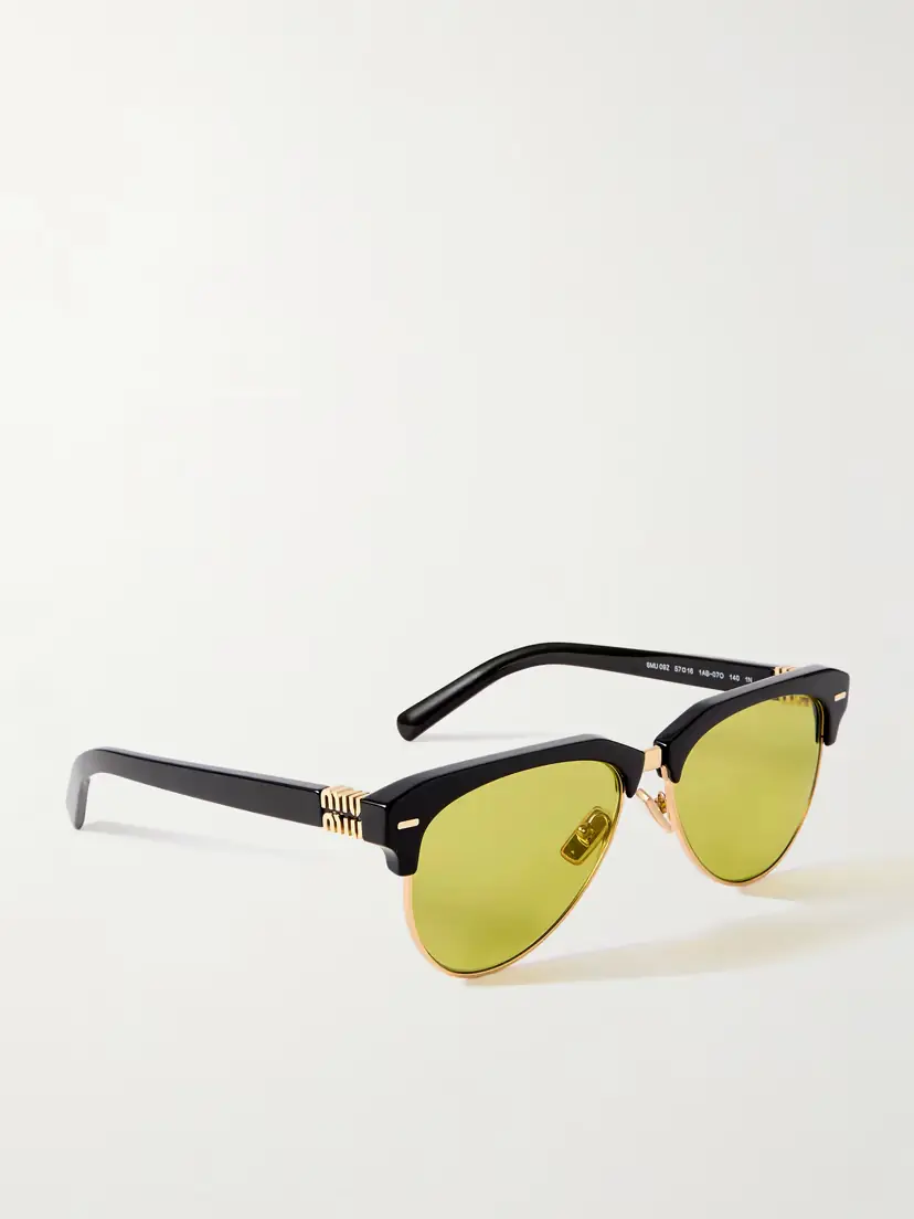 Miu Miu Eyewear Aviator-style Acetate And Gold-tone Sunglasses - Black | Thumbnail 3 Miu Miu Eyewear Aviator-style Acetate And Gold-tone Sunglasses - Black | Thumbnail 3