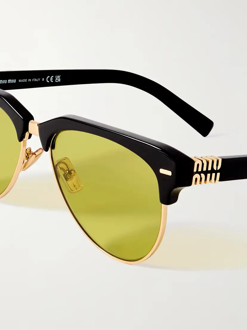 Miu Miu Eyewear Aviator-style Acetate And Gold-tone Sunglasses - Black | Thumbnail 4 Miu Miu Eyewear Aviator-style Acetate And Gold-tone Sunglasses - Black | Thumbnail 4