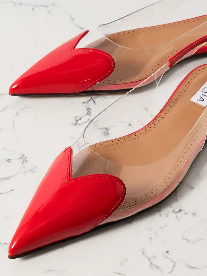 Alaïa Le Cœur Pu And Patent-leather Slingback Point-toe Flats | Thumbnail 4 Alaïa Le Cœur Pu And Patent-leather Slingback Point-toe Flats | Thumbnail 4