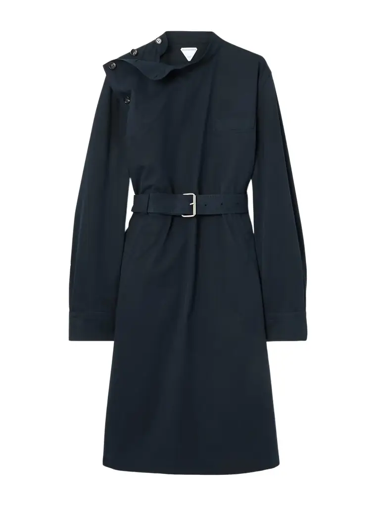 Belted Cotton-twill Midi Dress
