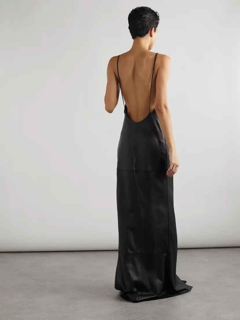 Saint Laurent Paneled Leather Gown | Thumbnail 3 Saint Laurent Paneled Leather Gown | Thumbnail 3