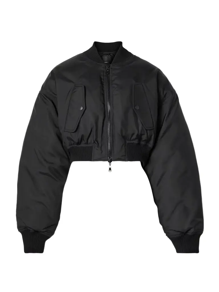 Cropped Reversible Quilted Padded Shell Bomber Jacket
