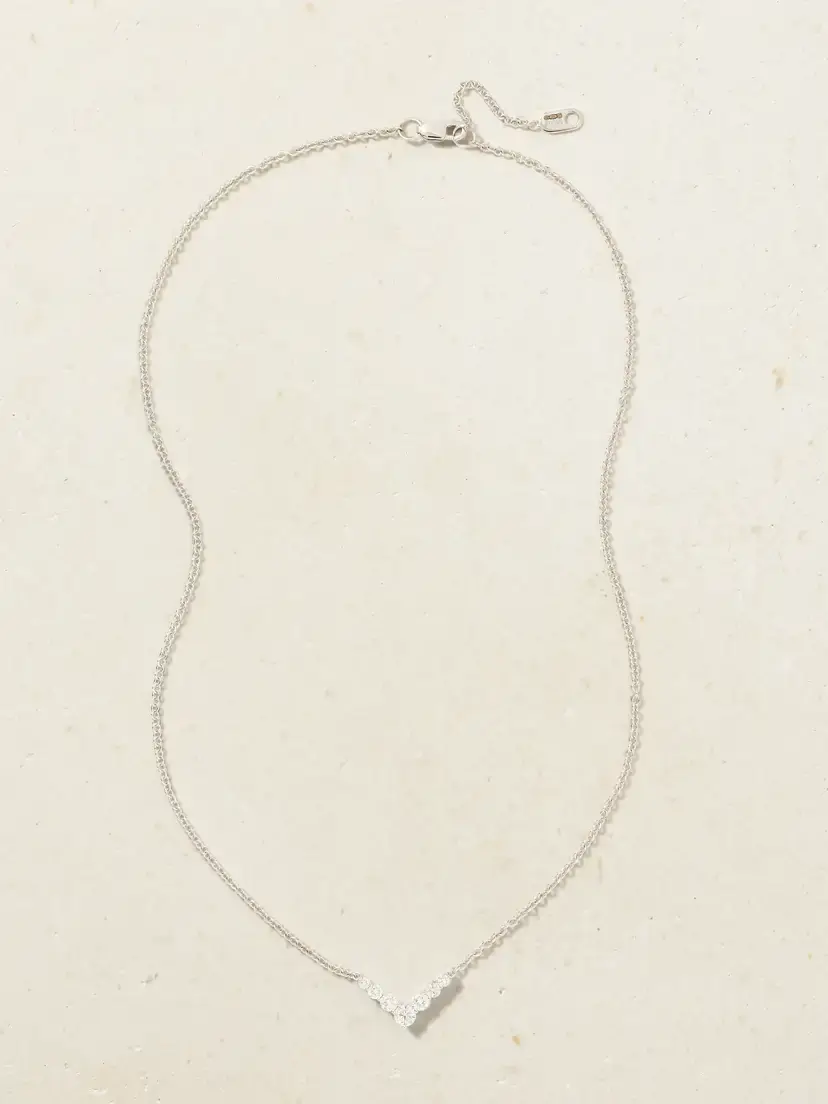 Melissa Kaye Aria V Mini 18-karat White Gold Diamond Necklace | Thumbnail 4 Melissa Kaye Aria V Mini 18-karat White Gold Diamond Necklace | Thumbnail 4