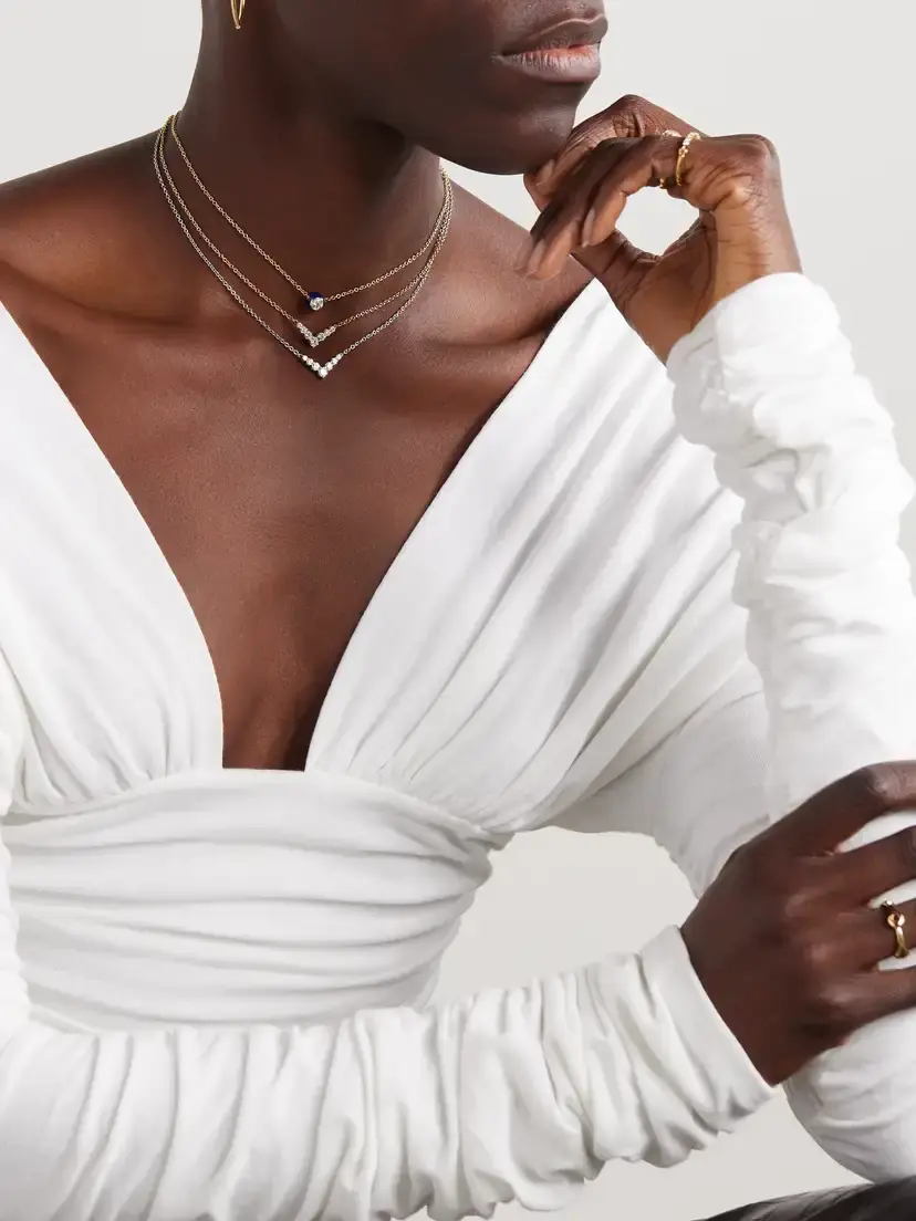 Melissa Kaye Aria V Mini 18-karat White Gold Diamond Necklace | Thumbnail 5 Melissa Kaye Aria V Mini 18-karat White Gold Diamond Necklace | Thumbnail 5