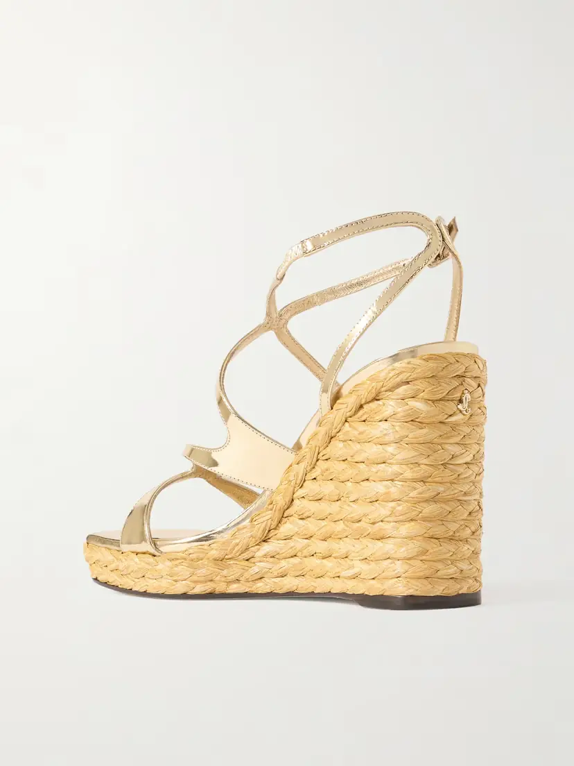 Jimmy Choo Ayla 110 Metallic Leather Espadrille Wedge Sandals | Thumbnail 3 Jimmy Choo Ayla 110 Metallic Leather Espadrille Wedge Sandals | Thumbnail 3