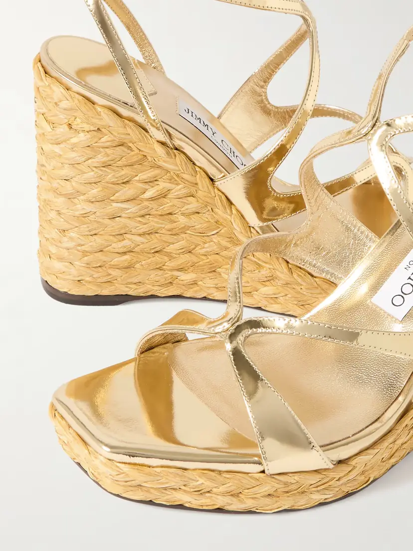 Jimmy Choo Ayla 110 Metallic Leather Espadrille Wedge Sandals | Thumbnail 4 Jimmy Choo Ayla 110 Metallic Leather Espadrille Wedge Sandals | Thumbnail 4