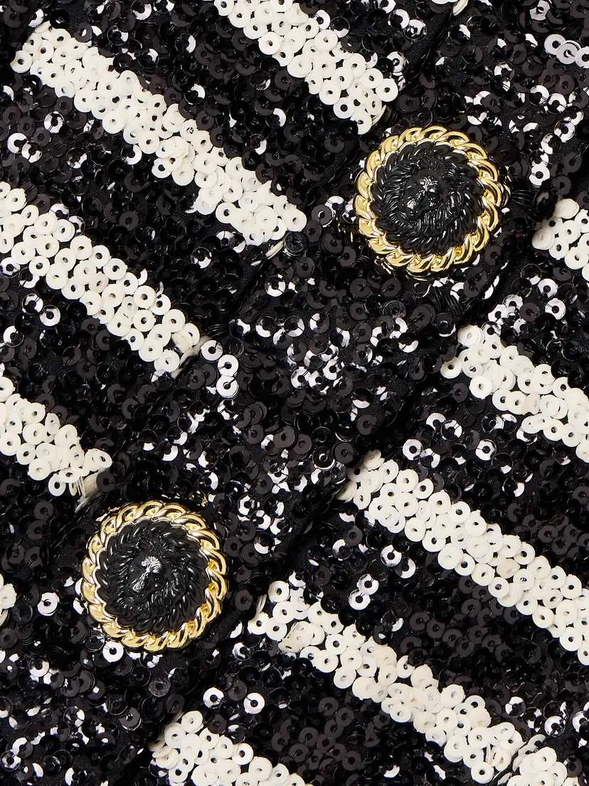 Balmain Striped Sequin-embellished Cady Jacket | Thumbnail 4