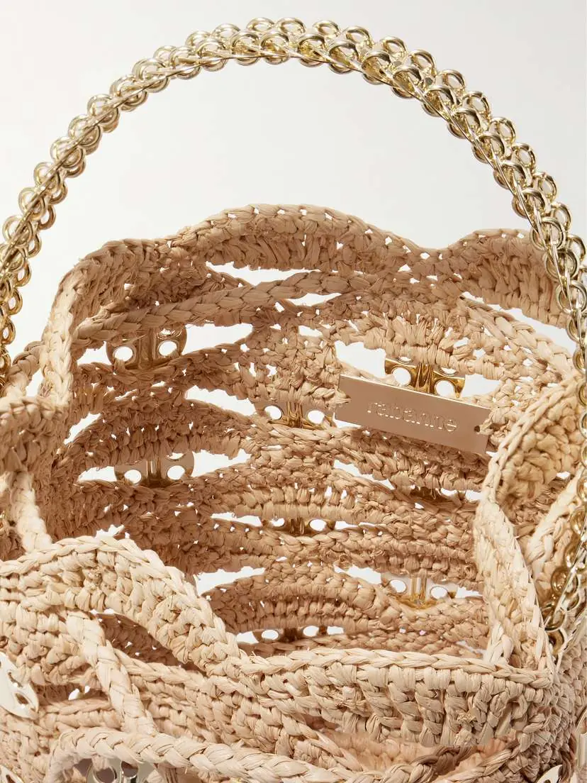Rabanne Chainmail-embellished Raffia Bucket Bag | Thumbnail 5 Rabanne Chainmail-embellished Raffia Bucket Bag | Thumbnail 5