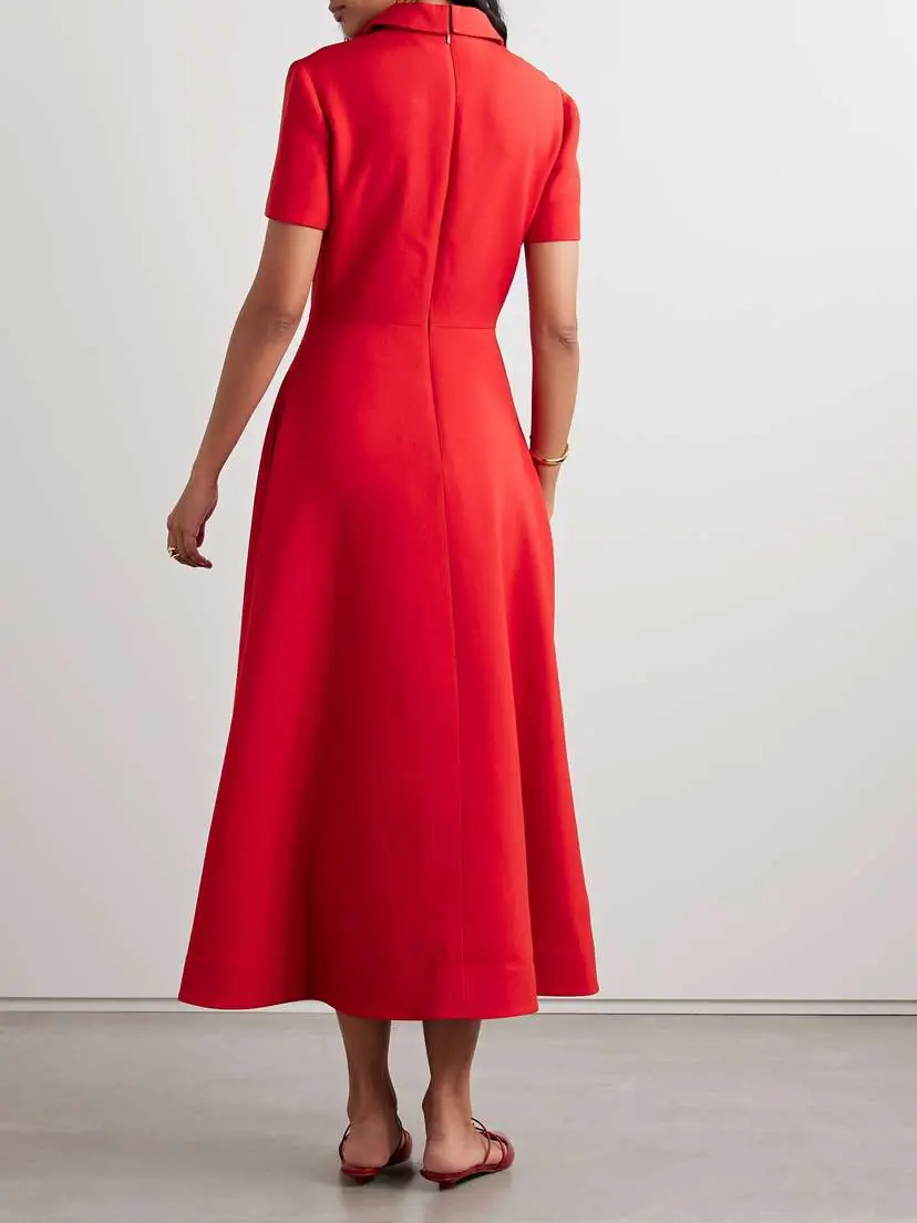 Valentino Garavani Button-embellished Wool And Silk-blend Crepe Midi Dress | Thumbnail 3