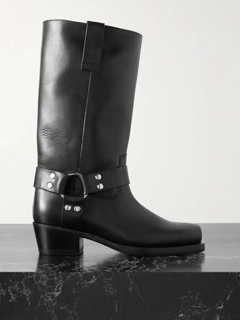 Roxy Embellished Leather Knee Boots
