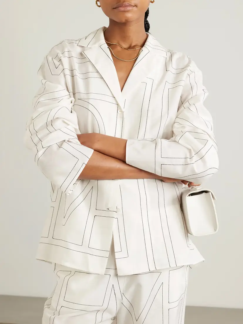 TOTEME Embroidered Organic Cotton And Silk-blend Shirt | Thumbnail 3 TOTEME Embroidered Organic Cotton And Silk-blend Shirt | Thumbnail 3