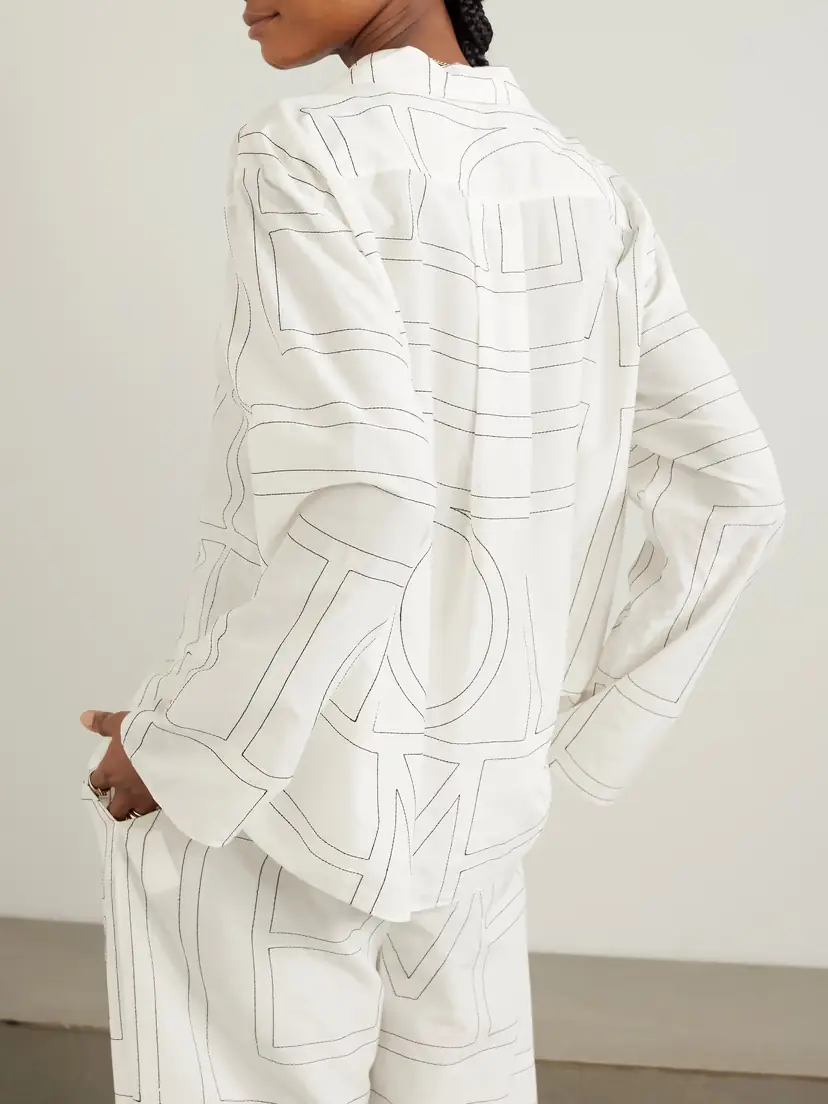 TOTEME Embroidered Organic Cotton And Silk-blend Shirt | Thumbnail 4 TOTEME Embroidered Organic Cotton And Silk-blend Shirt | Thumbnail 4
