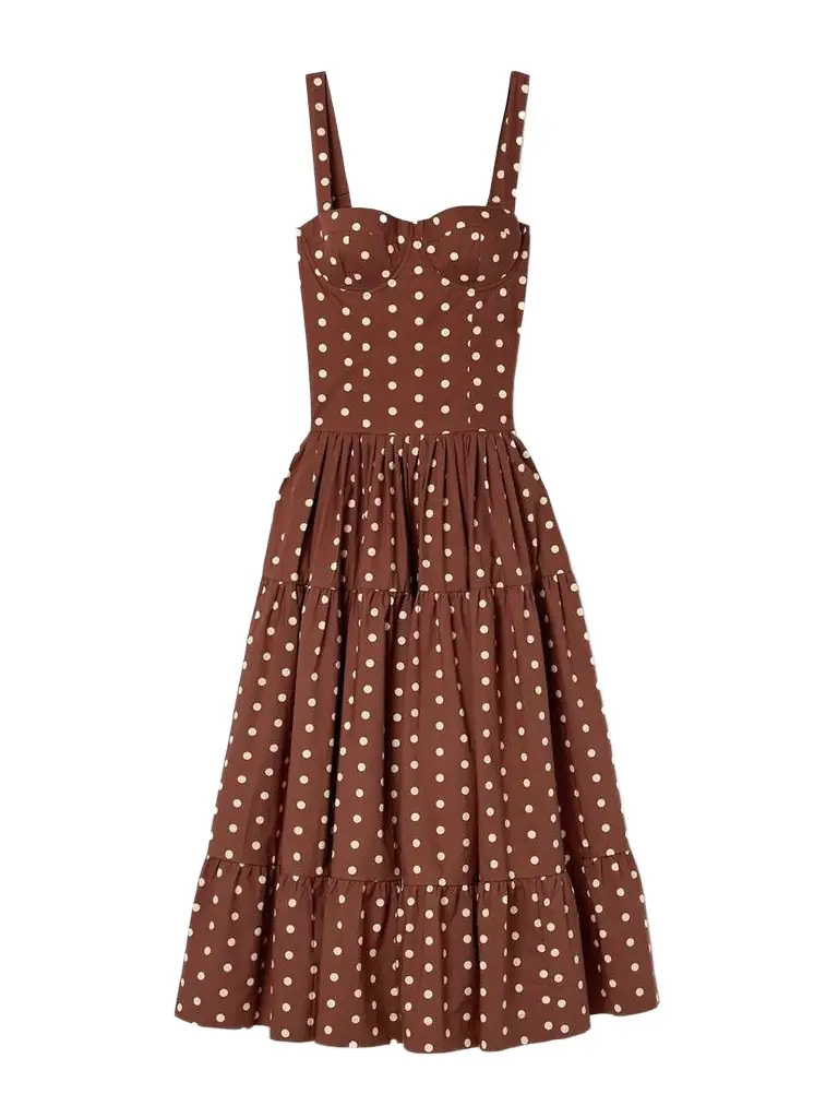 Cara Cara Santiago Tiered Polka-dot Cotton-poplin Midi Dress | Image 1 Cara Cara Santiago Tiered Polka-dot Cotton-poplin Midi Dress | Image 1