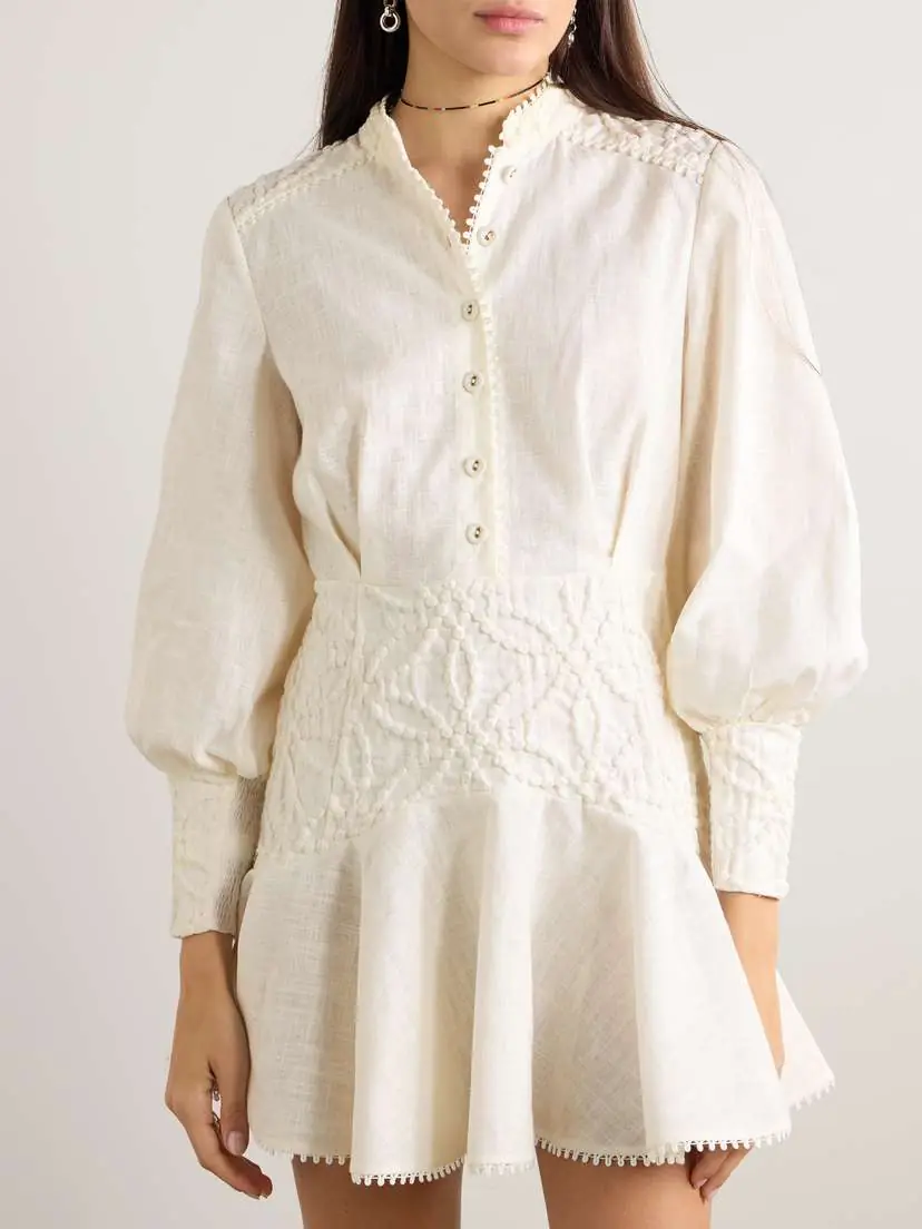 Charo Ruiz Lully Cloqué-paneled Ramie-blend Mini Dress | Thumbnail 3 Charo Ruiz Lully Cloqué-paneled Ramie-blend Mini Dress | Thumbnail 3