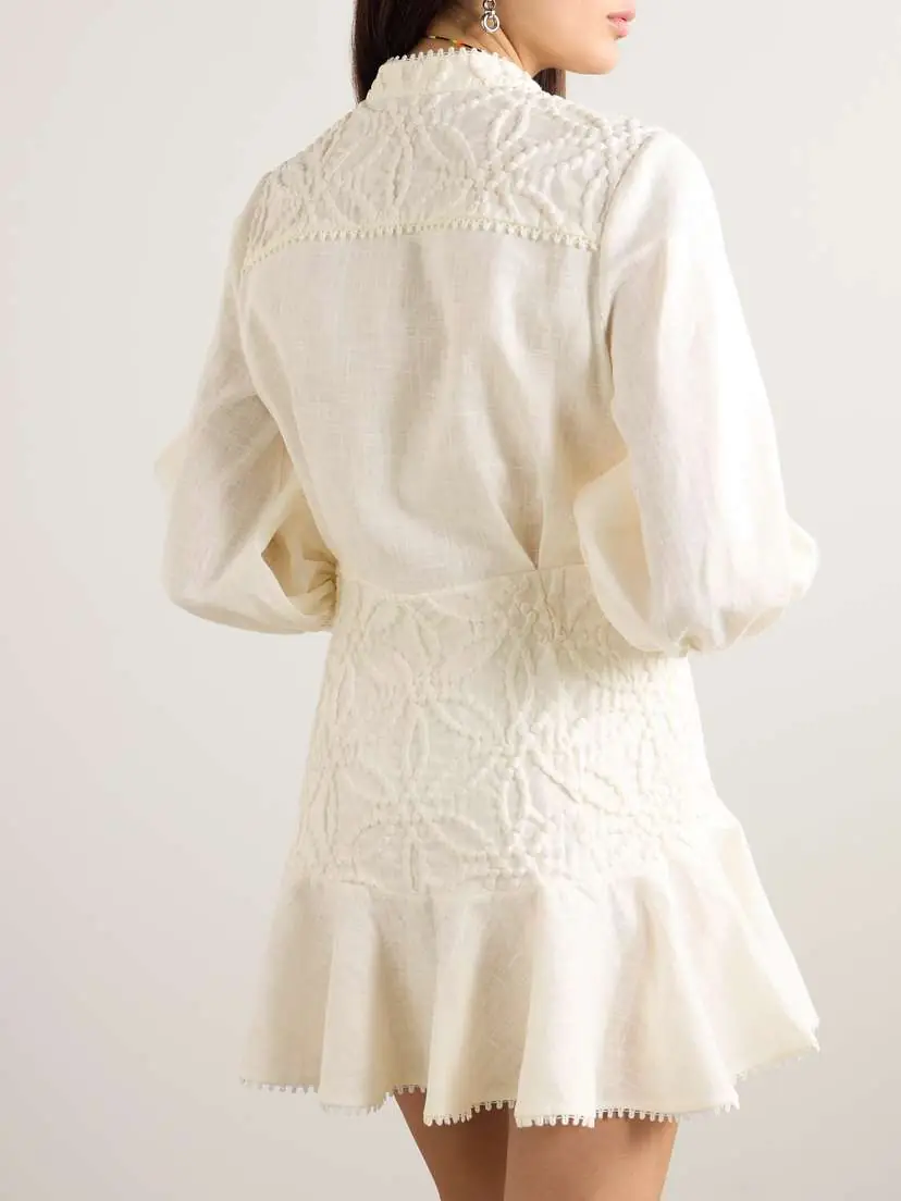 Charo Ruiz Lully Cloqué-paneled Ramie-blend Mini Dress | Thumbnail 4 Charo Ruiz Lully Cloqué-paneled Ramie-blend Mini Dress | Thumbnail 4